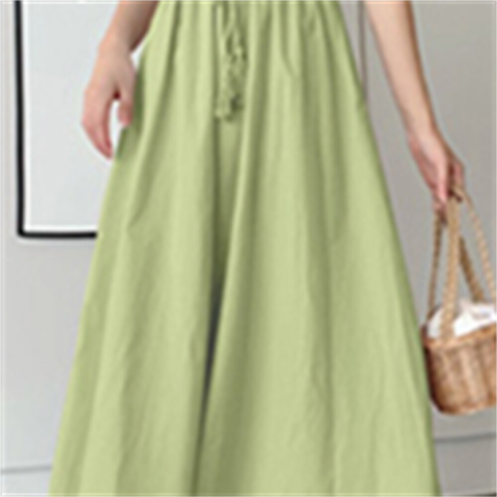 Peneran 10 Colors S-2XL Summer Women Dress Maxi Evening Female Vintage Dress Oversize Short Sleeve Beach Dresses Robe Vestido Cotton