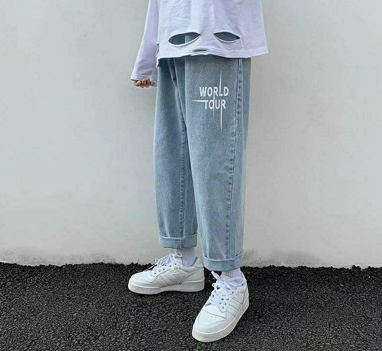 Peneran Spring Autumn Fashion High Street Retro Spider Web Embroidered Jeans Wide Leg Pant Loose Casual Straight Leg Jeans Men Women Y2K