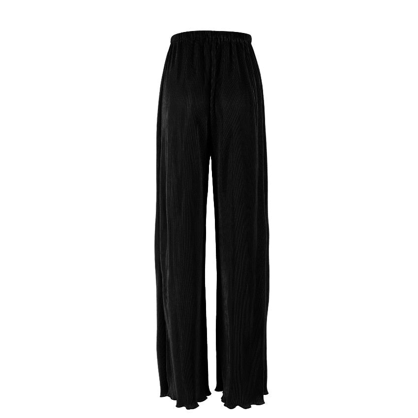 Peneran Women's Shirt Pleated Two Piece Sets High Waist Wide Leg Pants Suit Casual Elegant Female Long Sleeve Top Outfit Matching Set