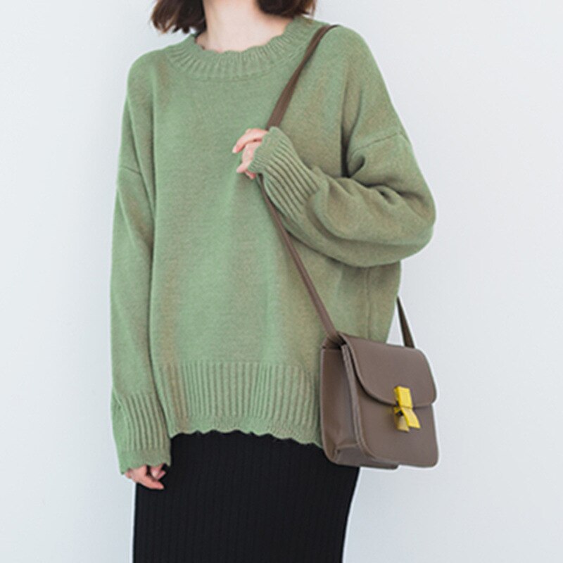 Peneran Chic Soft Loose Casual Female Jumper Autumn Winter Oversized Sweater Women Fashion Basic Knitted Pullovers