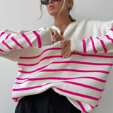 Peneran 2022 Striped Split Turtleneck Sweater Long Flare Sleeve Knitted Oversized Autumn Winter Female Pullover Fashion Long Sleeve Top