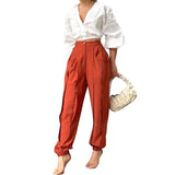 Peneran Women Two Piece Sets Solid Color Top Loose Pants Two-Piece Set Fashion Suit High Streetwear