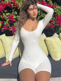 Peneran Autumn Ribbed Sexy Y2K Clothes Long Sleeve Backless Bodycon Skinny Playsuit For Women Club Streetwear Romper Fall Outfit