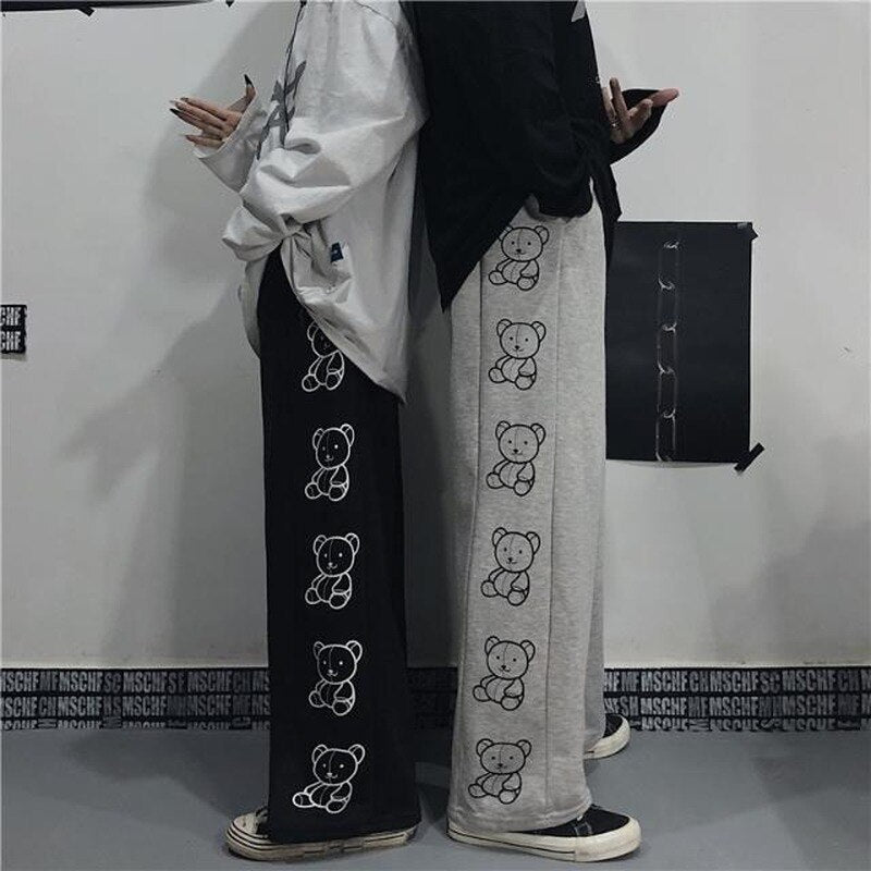 Black Friday Sales Korean Style Wide Leg Pants Cartoon Print Harajuku Trousers Women Streetwear Autumn Fashion Casual Sweatpants Female