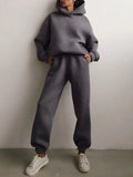 Peneran Winter Two Piece Sets Women Tracksuit Oversized Suit 2022 Autumn Trouser Suits Female Sweatshirt Solid Sports Hoodie Sportswear