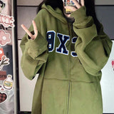 Tineit Peneran Zipper Hoodie Jacket Y2K Women's Sweatshirt Korean Super Large Letter Printed Hoodie Street Top 2022 Spring New Coat