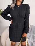 Black Fridays Sales Casual Twist Knit Bottoming Sweater Dress For Autumn Women Dresses 2022 New Solid Waist Long Sleeve Pack Hip Mini Dress
