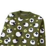 Peneran 2022  Women's Sweet Little Sheep Print Thickened Round Neck Green Sweater Knitted Sweater 5802138