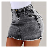 Back to School Sexy Women Denim Skirt Solid Color Skinny Short Skirt Summer Fashion New Washed Denim Slim Sexy Package Denim Mini Women Skirt