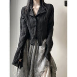 Peneran 2022 Gothic Black Shirt Yamamoto Style Dark Aesthetic Blouse Women Irregular Designer Clothes Clothes Grunge Tops Y2k