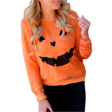 Peneran Halloween Costume Hot Sale Women Halloween Pumpkin Print Long Sleeve Sweatshirt Pullover Tops Blouse Shirt Female Casual Hoodies Tracksuit 832710