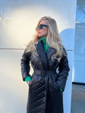 Peneran Winter Woman Coat 2023 Long Straight Rhombus Pattern Parkas Green Casual Sashes Windproof Warm Thick Coat Elegant Female Outwear