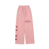 Black Friday Sales Harajuku Pink Pants Streetwear Women Oversize High Waist Wide Leg Trousers Embroidery Aesthetic Loose Korean Fashion