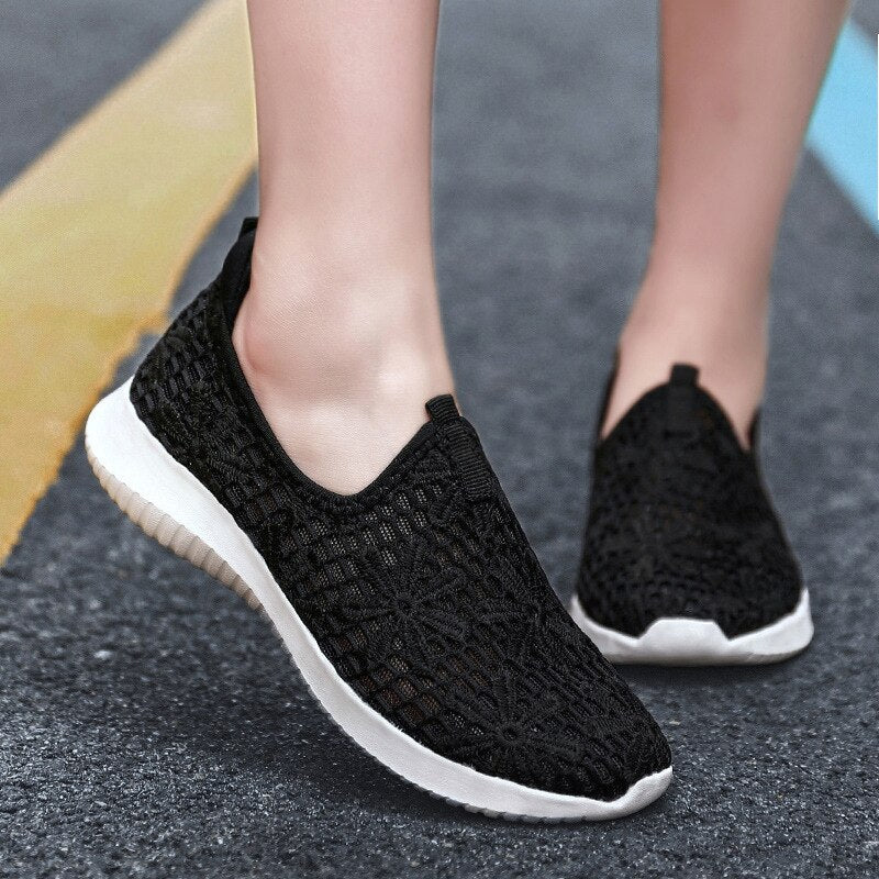 PENERAN Women's Walking Shoes Ladies Casual Breathable Mesh Comfortable Work Sneakers Summer Slip On Woman Loafers Zapatos Mujer