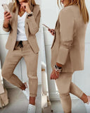 PENERAN 2022 Spring And Autumn Women Blazer And Pants Sets Two Pieces OL Single Breasted Jacket Formal Suit Trousers