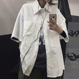 Peneran Harajuku Oversized White Blouses Women Vintage Japanese Style Short Sleeve Shirt BF Cool Tops Female Casual Streetwear