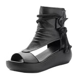 Peneran 2023 Summer Shoes Women Fish Mouth Soft Roman Ladies Sandals Platform Heighten Shoe Wedges Sandals Retro Gladiator Sandals Women