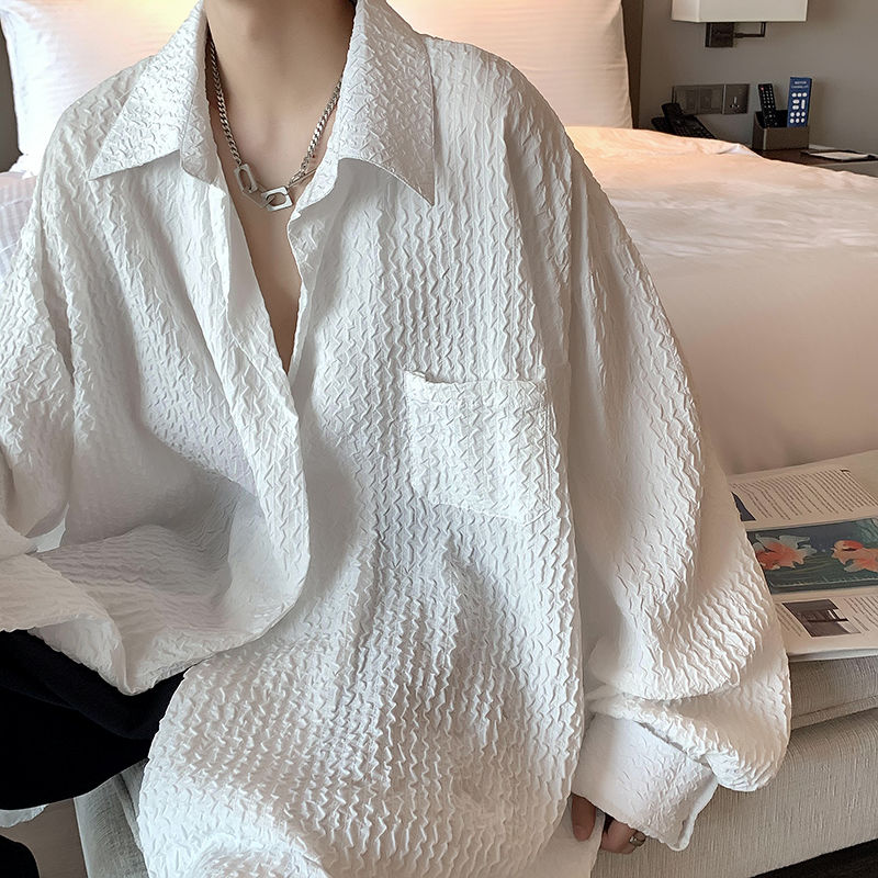 Peneran Women White Pleated Blouses Oversized Casual Aesthetic Female Shirts Unique Harajuku Fashion Cardigan Kpop Streetwear