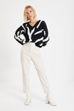 Peneran Jacquard V-Neck Knitwear Sweater TWOAW22KZ1648