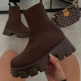 PENERAN 2022 Autumn Winter New Couple Socks Shoes Women Thick-Soled Casual Large Size Net Red Knitted Short Boots Women Botas De Mujer