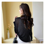 Peneran Women Hollow Out Knitwear Cardigan Coats Summer Fashion Long Sleeve Knitted Sweater Tops NFFS-64888