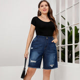 Graduation Gifts  2022 Spring New Plus size L-5XL Women's Shorts Denim Pants Large Size Straight Knee Pants Clothes High Quality Female Streetwear