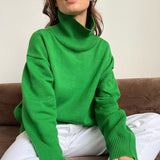 Peneran 2022 Women Elegant Turtleneck Sweater Autumn Winter Vintage Harajuku Oversized Pullover Casual Solid Loose Knitted Basic Tops