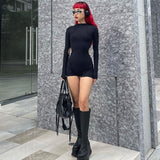 Peneran Ribbed Sexy Y2K Clothes Hollow Out Long Sleeve O-Neck Bodycon Skinny Playsuit Women Club Sporty Streetwear Romper Outfit