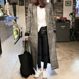 Peneran 2022 Autumn Lengthened Women's Plaid Wool Coat Winter Slim Long Cocoon Plaid Wool Coat