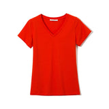 PENERAN High Quality V-Neck 15 Candy Color Cotton Basic T-Shirt Women Plain Simple T Shirt For Women Short Sleeve Female Tops 077