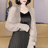 Peneran Women Hollow Out Knitwear Cardigan Coats Summer Fashion Long Sleeve Knitted Sweater Tops NFFS-64888