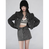 Peneran Vintage Denim Jackets Spring Women New Outerwear Korean Streetwear Y2k Cropped Cowboy Coat Female Cardigan All-match