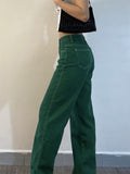 Back to School Green Harajuku Vintage Baggy Jeans Women 90S Streetwear Wide Leg Loose Cargo Pants Casual High Waist Straight Denim Trousers
