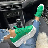 Peneran Thanksgiving Day Gifts  New Women's Sneakers Platform Lace Up Flats Thick Bottom Vulcanized Shoes  Leisure Ladies Female Plus Size Concise Walking Shoes