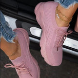 Peneran Sneakers Shoes Women Fashion Lace Up Platform Sneakers Woman Casual Shoes Flat Mesh Sports Shoes Female Canvas Vulcanize Shoes