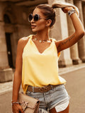 Peneran New Fashion Knotted Shoulder V Neck Chiffon Blouses  Femme Summer Solid Sleeveless Tank Women Casual Loose Tops Blusas