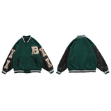 Christmas Gifts Varsity Baseball Bomber Jacket Women Hip Hop Harajuku Bone Letter Patchwork Leather Jackets Streetwear Men Unisex College Coats