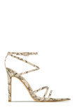 Polished Strappy High Heels - White
