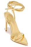 Into The Night Lace Up High Heels - Gold