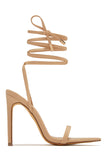 Into The Night Lace Up High Heels - Nude