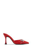 Amyra Pointed Toe High Heel Mules - Red