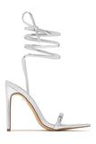 Into The Night Lace Up High Heels - White