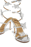 Fantasy Embellished Around The Ankle Coil Heels - Silver