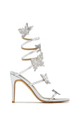 Fantasy Embellished Around The Ankle Coil Heels - Silver