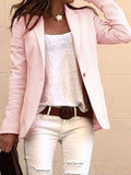 Peneran Women's Blazers Lapel Button Slim Long Sleeve Blazer