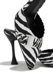 Amyra Pointed Toe High Heel Mules - Zebra