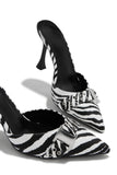 Amyra Pointed Toe High Heel Mules - Zebra